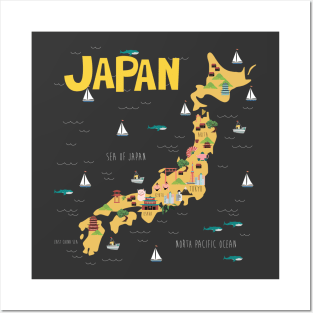 Japan Illustrated Map Posters and Art